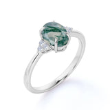 1.50 Carat Round Cut Moss Agate Cluster Engagement Ring