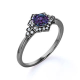 Flower 1.25 Ct Round Lab Alexandrite Cluster Engagement Ring