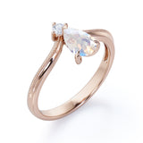 Vintage Milgrain 1 carat Pear Moonstone Nestled Engagement Ring in Rose Gold