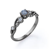 Bezel 0.75 Ct Round Salt and Pepper Diamond Engagement Ring
