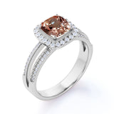 1.75 ct Cushion Morganite Split Shank Infinity Engagement Ring