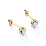 Solitaire Bezel Set 1.10 Carat Pear Cut Certified Moissanite and Diamond Micro Pave Studs - Earrings in White Gold for Women