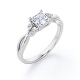 Certified 0.50 Ct Princess Lab Diamond Five Stone Engagement Ring