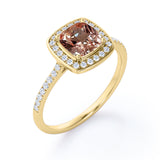 Vintage Style 1.50 Carat Cushion Cut Peach Pink Morganite Solitaire Engagement Ring in Rose Gold