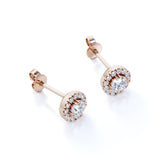 Bezel French Pave 0.43 CT TDW Round Certified Lab Diamond Double Prong Stud Earrings in White Gold