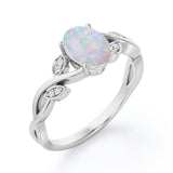 1.10 Ct Oval Cut Lab Created Opal Infinity Engagement Ring