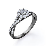 Infinity Twisted Shank 0.5 TCW Round-Shaped Diamond Halo Setting Engagement Ring in 10K Rose Gold