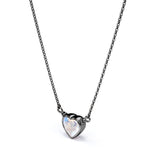 Bezel 0.5 carat Petite Heart Pendant with 18k Black Gold Over Silver Necklace