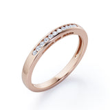 Minimalist 0.15 TCW Round-Shaped Diamond Flush-Channel Design Wedding Band in 10K White Gold