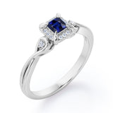 0.6 Ct Princess Cut Lab Sapphire Twisted Engagement Ring