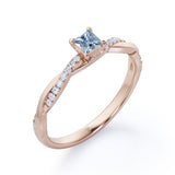 Twisted 1.10 ct Princess Aquamarine Infinity Engagement Ring