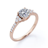 Classic 7 Stone Cluster 1 CT TDW Round Cut Diamond Engagement Ring for Her in Rose Gold