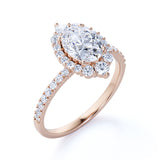 1 Ct Oval Cut Diamond Halo Engagement Ring