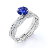1.75 Ct Round Cut Lab Sapphire Infinity Wedding Ring Set