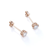 Starburst Bezel 1 Carat Round Cut Certified Moissanite Milgrain Solitaire Stud Earrings