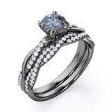 Infinity 0.65 Ct Round Cut Salt and Pepper Diamond Wedding Ring Set