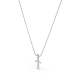 Dainty 0.10 TCW Round Cut Moissanite Pave Design Rood Pendant Necklace in 18K White Gold Plating over Silver