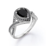 1.5 ct Teardrop Lab Black Diamond Halo Infinity Engagement Ring