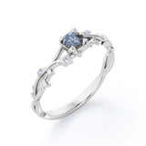 Twig 0.60 Ct Round Salt and Pepper Diamond Engagement Ring