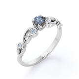 Bezel 0.75 Ct Round Salt and Pepper Diamond Engagement Ring