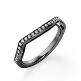 Pave 0.15 TCW Round Shape Curved Wedding Band