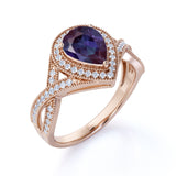 Infinity 1.50 Ct Pear Lab Alexandrite Engagement Ring
