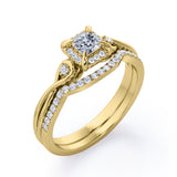 Infinity 0.65 TCW Princess Cut Moissanite Split Shank Bridal Set