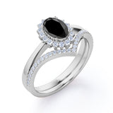 Bestselling 1.50 Carat Oval cut Lab Black Diamond Trio Wedding Ring Set in Rose Gold