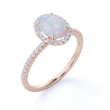 Halo 1.50 Ct Oval Cut Lab Created Opal Engagement Ring
