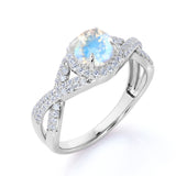 1.25 ct Round Moonstone Halo Engagement Ring