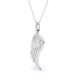 0.45 Carat Round Cut Moissanite Angel's Wing Pendant Necklace In White Gold