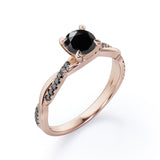 1.25 ct Round Lab Black Diamond Infinity Twisted Engagement Ring