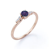 Asymmetric 1.15 Carat Round Cut Lab Created Alexandrite And Diamond Seven Stone Engagement Ring In White Gold