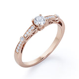 Bowtie 0.7 carat Round Moissanite and Diamond Pinched Shank Anniversary Ring in White Gold