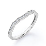 Milgrain Edged Curve 0.15 TCW Pave Wedding Band