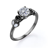 Sophisticated Roses 0.55 carat Round Moissanite Engagement Ring in Rose Gold