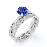 Infinity Twisted Design 1.50 Carat Round Cut Sapphire and Diamond Eternity Band Wedding Set in White Gold