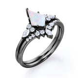 Crown 1.25 Ct Kite Cut Lab Created Opal Bridal Set