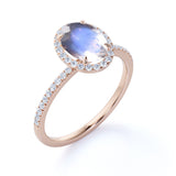 1.5 ct Oval Rainbow Moonstone Halo Engagement Ring