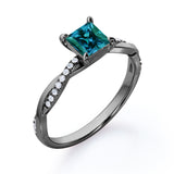Minimal 4 Claws 1.25 Carat Princess Cut Lab Created Alexandrite And Diamond Infinity Engagement Ring In White Gold