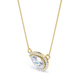 Halo 1.1 carat Pea Moissanite Pendant with Necklace in 18k Rose Gold Over Silver
