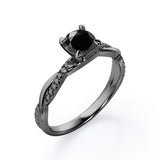 1.25 ct Round Lab Black Diamond Infinity Twisted Engagement Ring