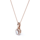 Floating Halo 0.5 CT TDW Teardrop White Diamond Bezel Set Pendant Necklace in Black Gold