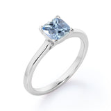 1 ct Cushion Aquamarine  Solitaire Engagement Ring