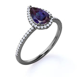 1.50 Ct Pear Lab Alexandrite Semi Eternity Engagement Ring