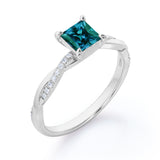 Minimal 4 Claws 1.25 Carat Princess Cut Lab Created Alexandrite And Diamond Infinity Engagement Ring In White Gold