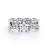 Infinity 1.50 Carat Round Cut Moissanite Wedding Ring Set