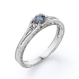 Milgrain 0.50 Ct Round Salt and Pepper Diamond Engagement Ring