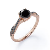 1.45 ct Round Lab Black Diamond Crossover Pave Engagement Ring