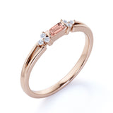 1.25 Carat Baguette Cut East West Setting Morganite and Diamond Engagement Ring in 10k Rose Gold for Women